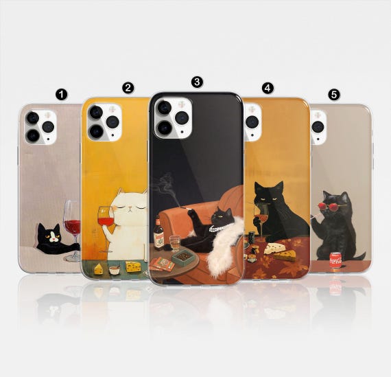 Funny Meme Cat Phone Case, Trendy Kitty Art