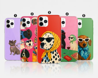 Funny Dog Phone Case Dog Meme Dog lover Dog vintage Art Cover For iPhone 17 Pro Max, 16, 15, 14, Samsung S25 Ultra, S24 FE, A56, Pixel 9 Pro