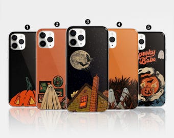 Spooky Halloween Collage Phone Case, Clear Cover