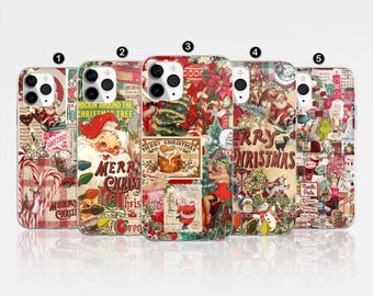 Christmas Collage Phone Case, Retro Xmas Aesthetic, Holiday Cover