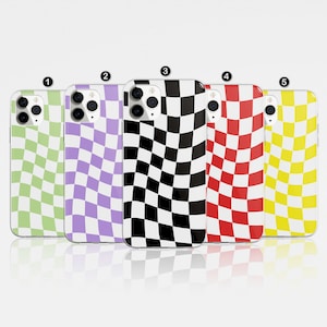 Checkered Pattern Warped Checkerboard Design Cover fit For iPhone 16 Pro, 14, 15, 13, 12, 11, XR, 8, Samsung S24, S23, A55, A54, Pixel 8 Pro