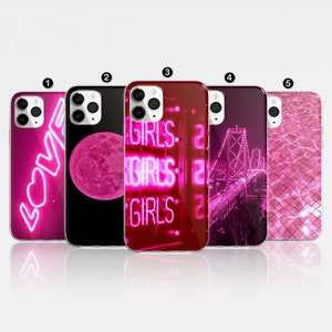 Hot Pink Aesthetic Phone Case, Neon Pink Cover For iPhone 16 Pro, 14, 15, 13, 12, 11, XR, 8, Samsung S24, S23, A55, A54, Pixel 8 Pro, Huawei