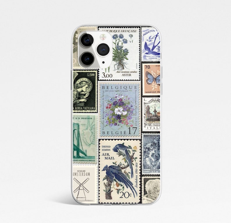 Vintage Stamps Collage Phone Case, Scrapbook Cover Fit for iPhone 16