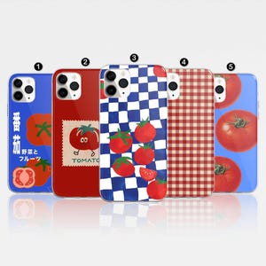 Funny Red Tomato Picnic Clear Phone Case, Aesthetic Trendy Cover