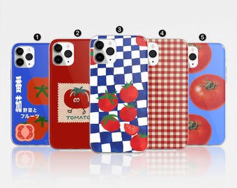 Red Tomato Phone Case Funny Tomatoes phone case Vegetable picnic cover For iPhone 16 Pro, 14, 15, 13, 12, 11, XR Samsung S24, S23, A55, A54