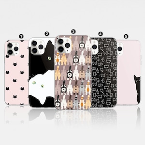 Cute Cat Phone Case Catlovers Cover For iPhone 16 Pro, 14, 15, 13, 12, 11, XR, 8, Samsung S24, S23, A55, A54, Pixel 8 Pro, Huawei P30