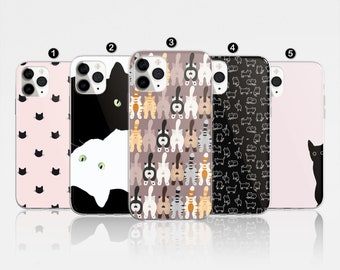 Funda para teléfono con bonito estampado de gato, cubierta de TPU suave