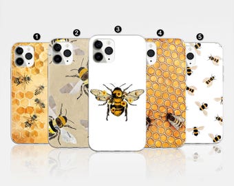 Bumble Bee Phone Case, Yellow Honeycomb Art, Protective Cover