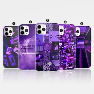 Aesthetic Purple Collage Phone Case Rich Dark Purple Cover For iPhone 16 Pro, 14, 15, 13, 12, 11, XR, 8, Samsung S24, S23, A55, A54, Pixel