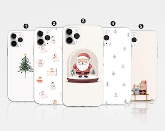 Christmas Phone Case, Winter Holiday Pattern, Clear Soft TPU Cover