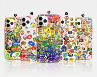 Retro Fruit Sticker Collage Phone Case: Trendy Cover iPhone 17 Pro Max, 16e, 15, 14, 12, Samsung S25 Ultra, S24 FE, A56, Pixel 9 Pro 8