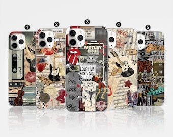 Rock and Roll Collage Phone Case, Rock n' Roll Aesthetic Cover for iPhone 17 Pro Max, 16e, 15, 14, 12 & Samsung S25 Ultra, S24 FE, A56