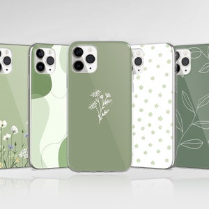 Custodia per telefono minimalista Sage Green Swirl, cover minimalista adatta per iPhone 16 Pro, 14, 15, 13, 12, 11, XR, 8, Samsung S24, S23, A55, Pixel Pro