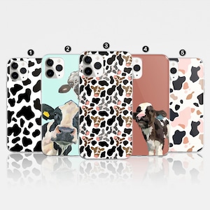 Capa de telefone com estampa de vaca, presente para amantes de animais, capa com estampa de vaca para iPhone 16 Pro, 14, 15, 13, 12, 11, XR, 8, Samsung S24, S23, A55, A54