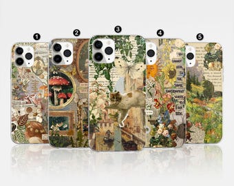 Vintage Cottagecore Phone Case Floral Mushroom Cover For iPhone 17 Pro Max, 16e, 15, 14, 12 & Samsung S25 Ultra, S24 FE, A56, Pixel 9 Pro 8