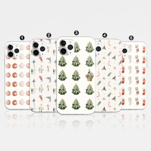 Christmas Phone Case, Aesthetic Winter pattern, Xmas Cover For iPhone 16 Pro, 14, 15, 13, 12, 11, XR, 8, Samsung S24, S23, A55, A54