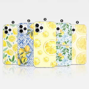ZITRONEN Handyhülle Italienisch Sommer Gelb Blau Mediterran Citrus Muster Für iPhone 16 Pro, 14, 15, 13, Samsung S24, A55