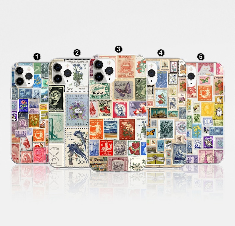 Vintage Stamps Collage Phone Case, Scrapbook Cover Fit for iPhone 16