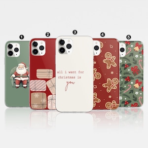 Christmas Phone Case, Aesthetic Winter pattern, Xmas Cover For iPhone 16 Pro, 14, 15, 13, 12, 11, XR, 8, Samsung S24, S23, A55, A54