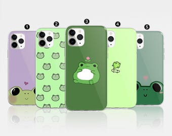 Cute Frog Phone Case, Minimalist Green Frog Lover Gift