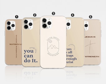 Aesthetic Christian Phone Case, Bible Verse, Clear TPU Cover