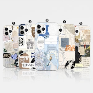 Jesus Gott Collage Handytasche, christliche Bibel Verse decken für iPhone 16 Pro, 14, 15, 13, 12, 11, XR, 8, Samsung S24, S23, A55, Pixel 8 Pro