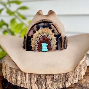 HATBAND Western Feathered Cowboy Hat Band, Cowgirl Hat Band