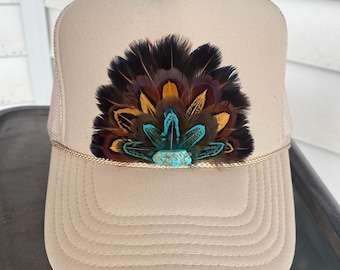 Feather Trucker Hat, khaki