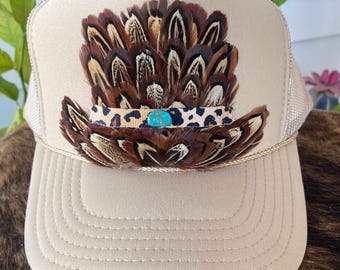 Feather Otto Trucker, Cowboy Hat in Khaki