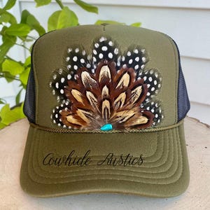 NWT OTTO Brown Mesh Trucker hat custom with fall leaves and sunflower patches GIGI BURRIS | Accessories | Gigi Burris Straw Hat | Poshmark main image 3