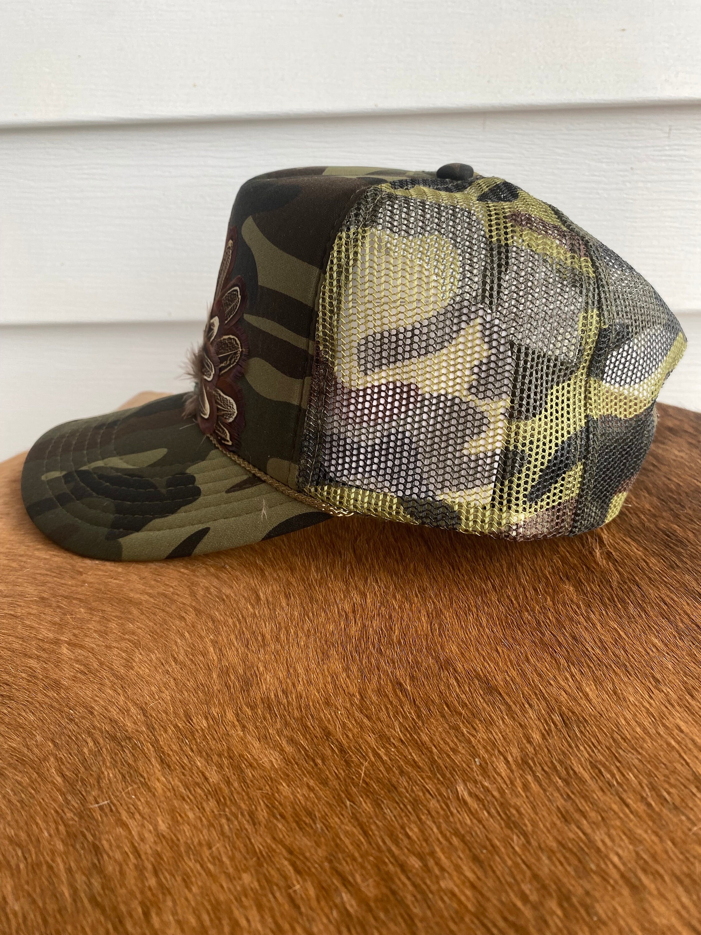 *not for sale* NWOT Camo Feather Trucker Hat Feather Camo Unstructured Hat – Panola Brand® main image 3