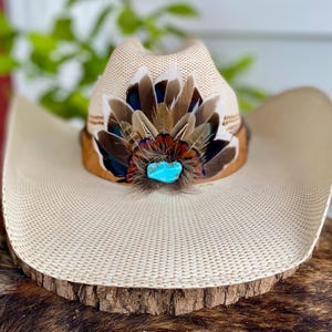 HATBAND Western Feathered Cowboy Hatband, Cowgirl Hat Band