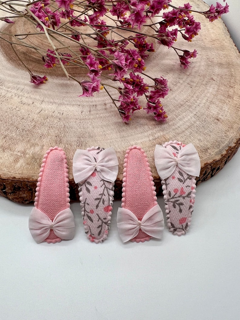 4er Set Baby Kinder Mädchen Frauen Haarspange mit Schleife Haarclip Stoffclip Floral Vintage Bow Knot Clips Stoffhaarklammer Haarspangen Bild 7