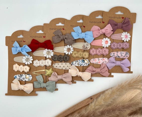 5er Set Baby Kinder Baby Haarspangen Haarclip Haarschleife Stoffclip Floral Vintage Clips Stoffhaarklammer Snapclip Haarspangen Weihnachten