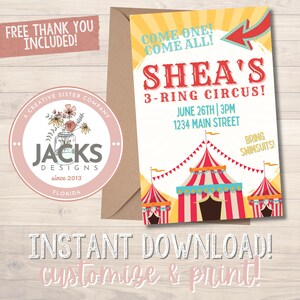 Carnival Invitation, Carnival Birthday Party Invitation, Carnival Invite, Circus Birthday Invitation, Instant Download
