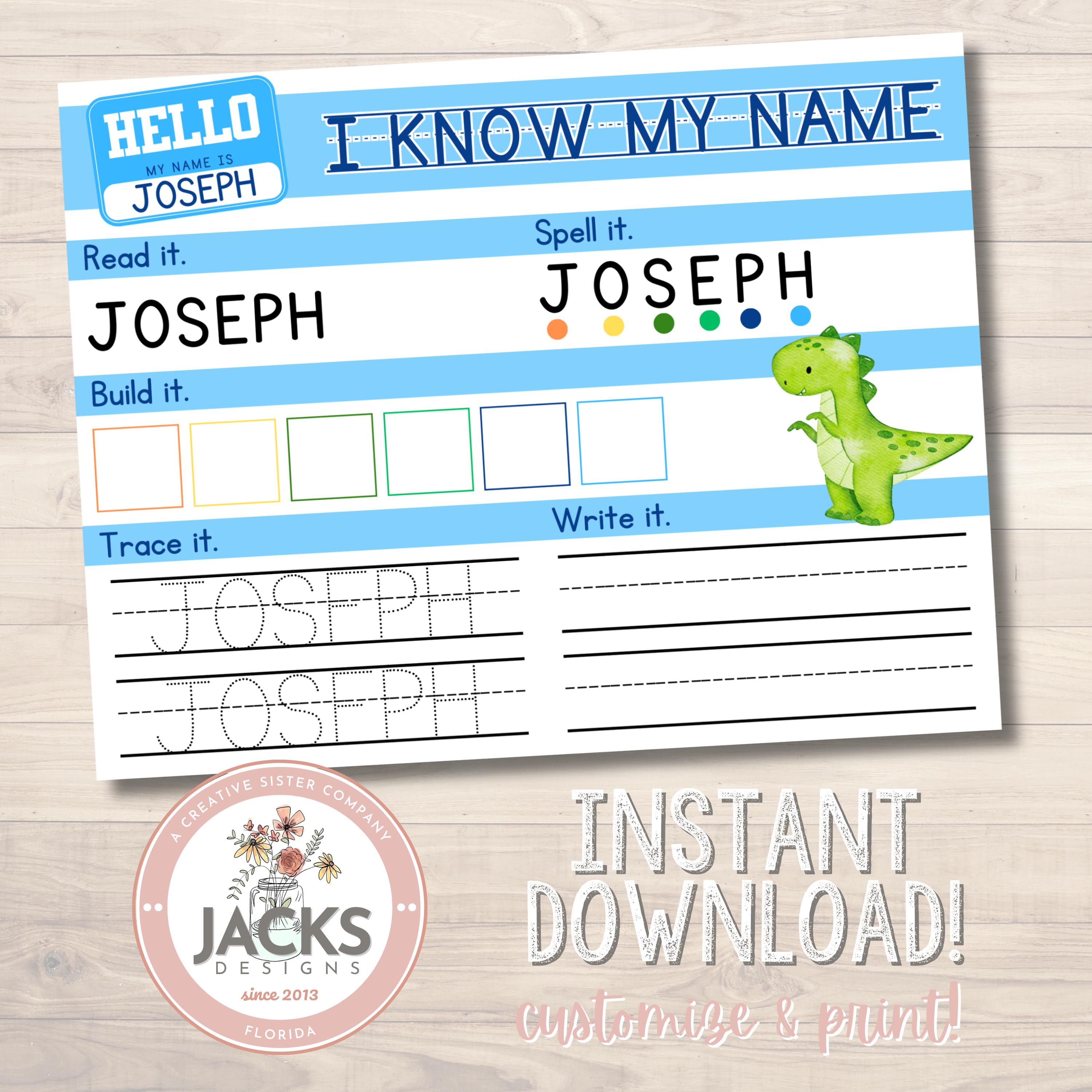 Customizable Practice Name Worksheet, Educational Printables, Pre ...