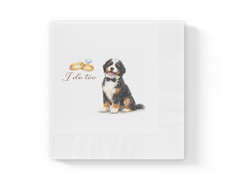 Bernedoodle Hochzeit Servietten, Hund Hochzeit Gastgeschenk, Rehearsal Dinner