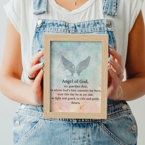 Beschermengel gebed Wall Art Print downloaden | Katholiek gebed afdrukbare kunst aan de muur