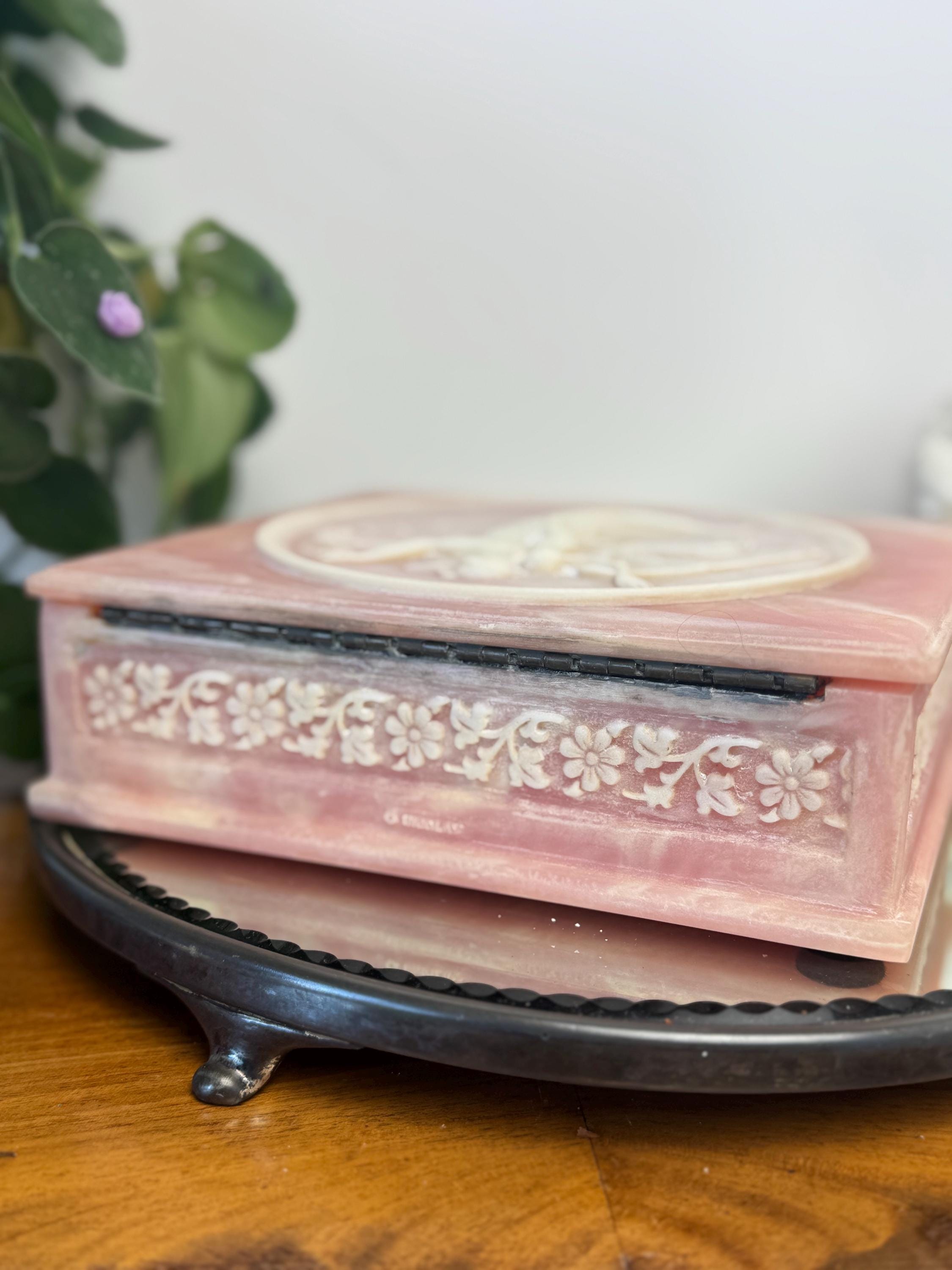 Vintage Large Incolay Stone Jewelry Box. - Etsy