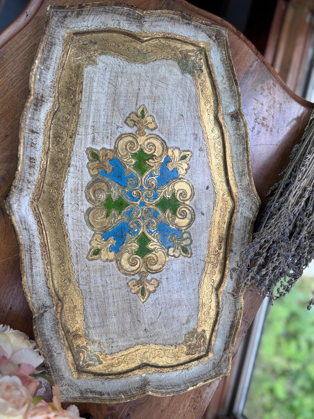 Vintage Italian Florentine Wood Tray - Etsy UK