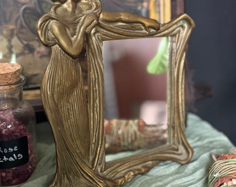 Brass Art Nouveau Vanity Mirror