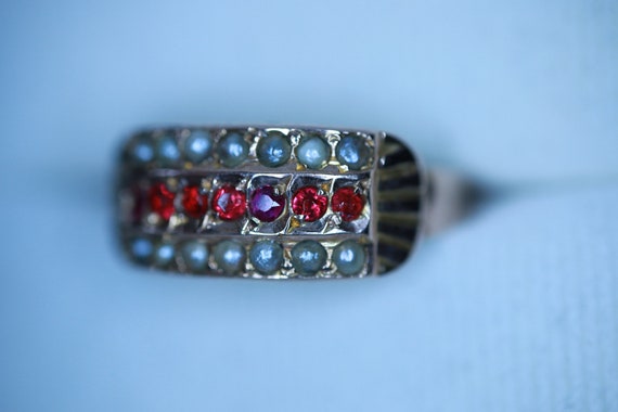9ct Rose Gold Ruby and Pearl Edwardian Ring - image 3