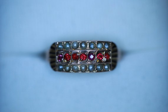 9ct Rose Gold Ruby and Pearl Edwardian Ring - image 8