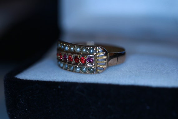 9ct Rose Gold Ruby and Pearl Edwardian Ring - image 7