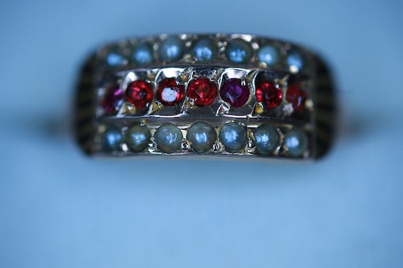 9ct Rose Gold Ruby and Pearl Edwardian Ring - image 5