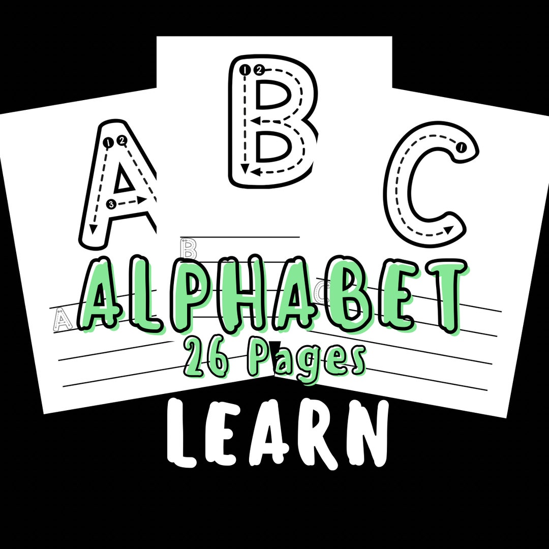 Learn the Alphabet 26 Printable PDF Pages to Teach Kids to Write the Alphabet Kids, Daycare