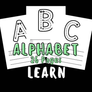 Aprenda o alfabeto | 26 páginas PDF imprimíveis para ensinar as crianças a escrever o alfabeto - crianças, creche, pré-escola, atividades divertidas, download instantâneo