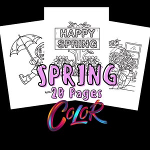 Spring Season Coloring Pages | 20 Pages of Spring Settings, Bugs, Flowers