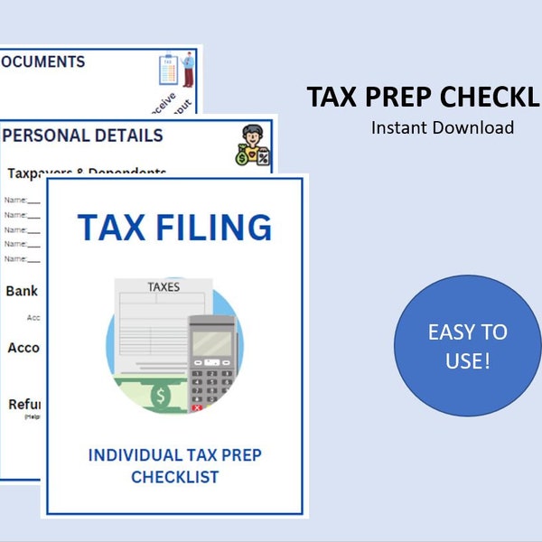 Tax Document Checklist Etsy