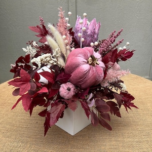 Fall Wedding Centerpiece Dusty Pink Burgundy Velvet Pumpkin Arrangement Bulk Autumn Luxury Table Decor Thanksgiving Home Decoration Under 50